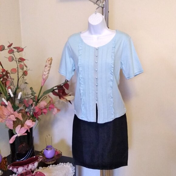 NWT Womens Summer Tunic Tops Short Sleeve Scoop Neck Casual Loose Blouse M 8 10 - Picture 5 of 9